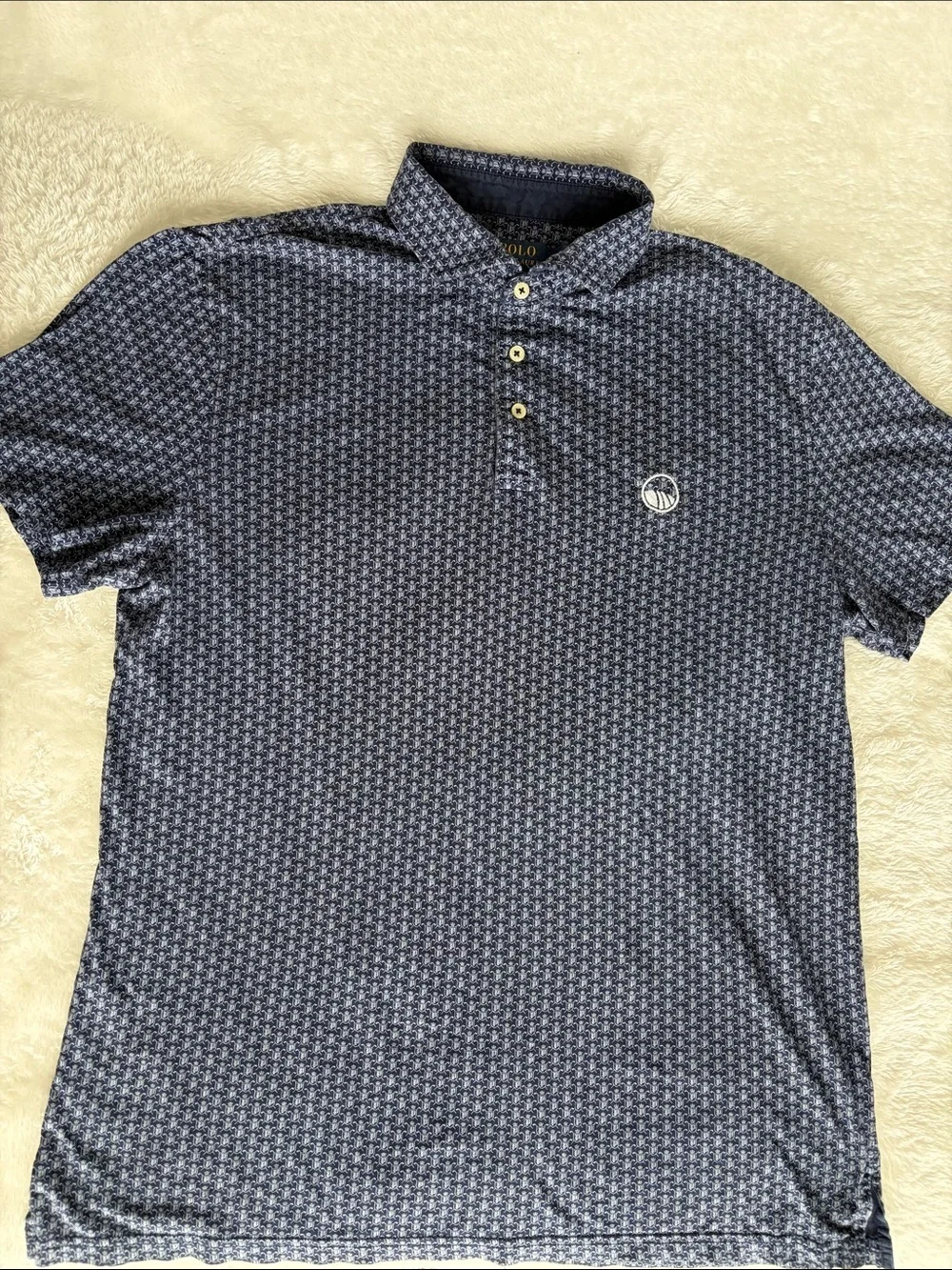 Polo Ralph Lauren Performance Polo Shirt | Navy Crest Print | Men’s Large
